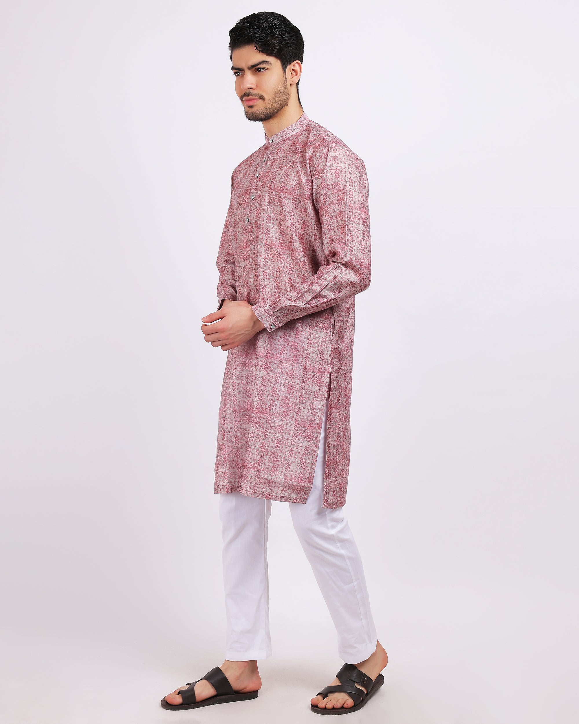 Light Pink Printed stylish kurta with trouser