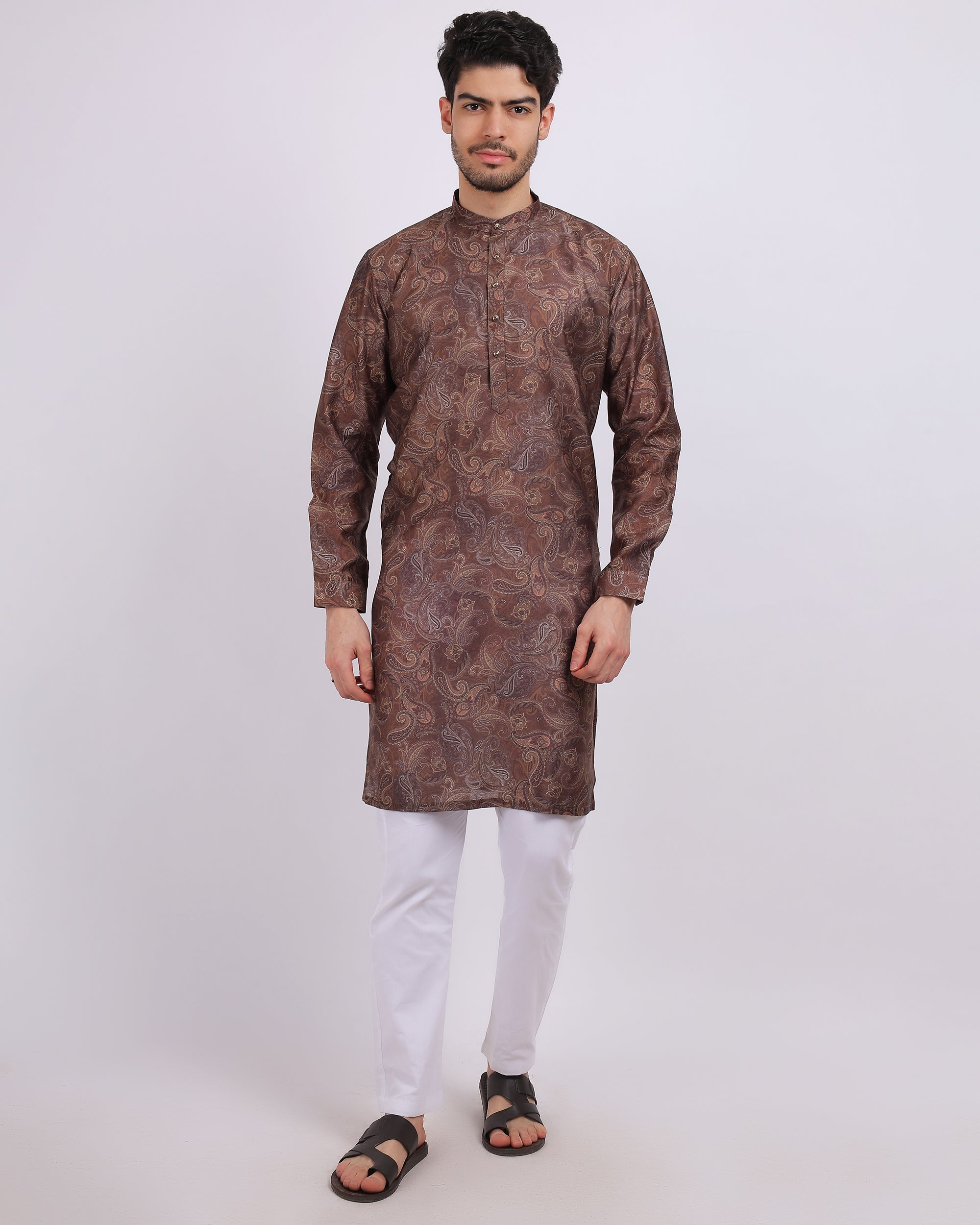 Copper Gold Botanical Printed kurta with trouser