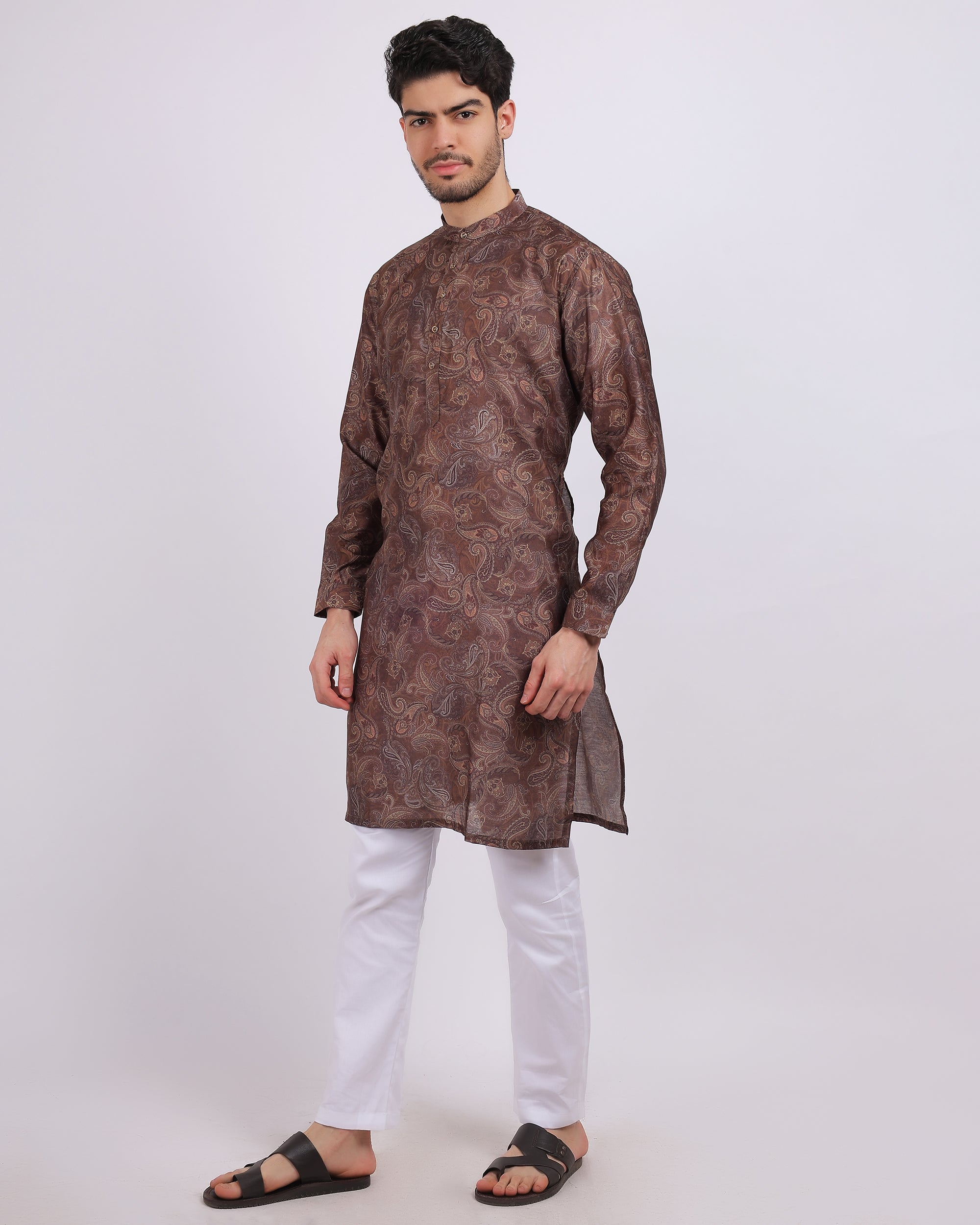 Copper Gold Botanical Printed kurta with trouser